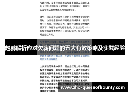 赵鹏解析应对欠薪问题的五大有效策略及实践经验